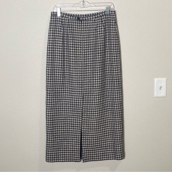 Vintage Talbots 100% Italian Wool Lined Houndstooth Pencil Skirt Women's Size 12 - Picture 6 of 13